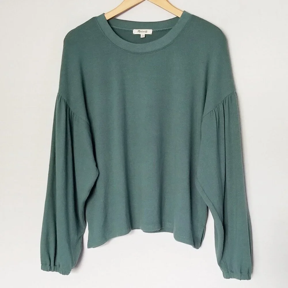 Madewell Dreamiest Knit Long-Sleeve Tee Size M Simply Sage Green Balloon Slv $68 - Picture 3 of 15